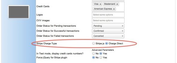 Stripe settings: Charge Direct